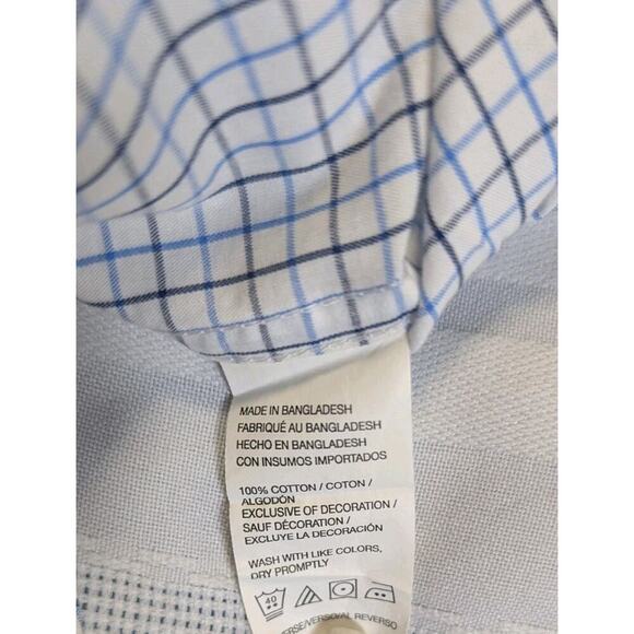 IZOD Premium Essentials Men’s 2XLT Long Sleeve White Blue Gray Check Cotton - Picture 7 of 9